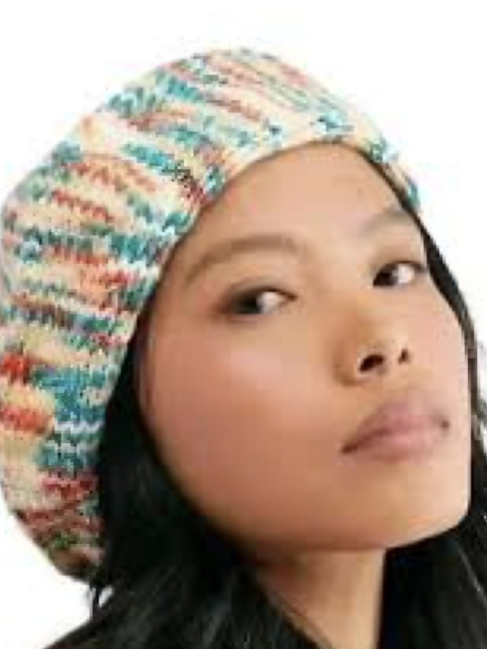 Free People Multicolor Knit Beret in Cream, Teal, Coral, Tan